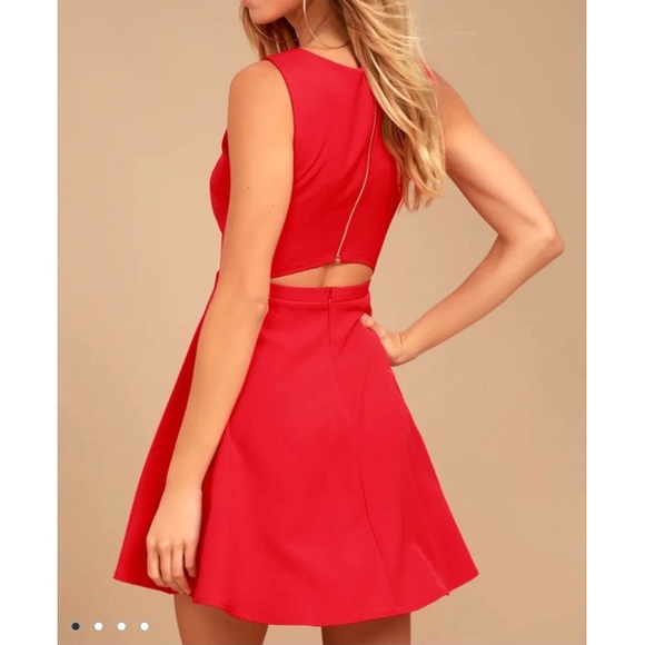 COPY - Lulu’s “Just Us Red Skater Dress” - Picture 3 of 9